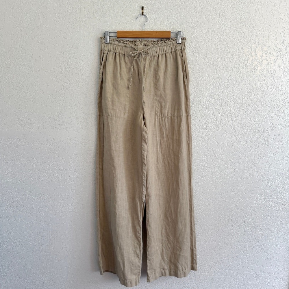 Michael Stars Jules Wide Leg Pant 100% Linen Natural Drawstring Medium